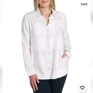 NEW Women's Jachs Girlfriend Super Soft Feel Flannel Shirt White M